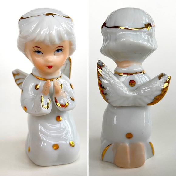 A Set of Three Vintage Porcelain Angel Figurines - Picture 4 of 16